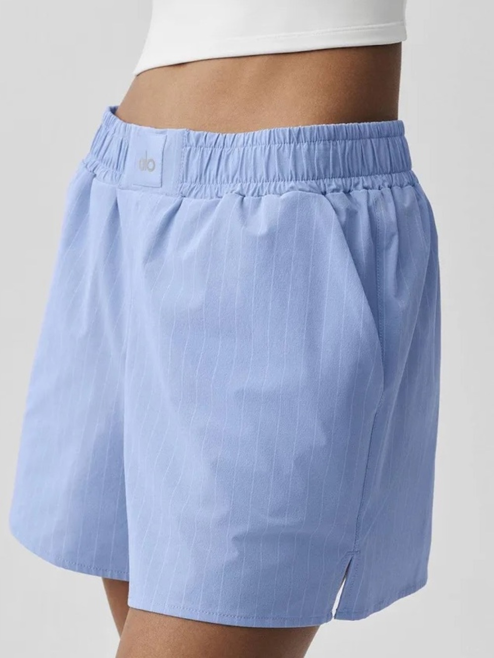ALO Yoga Pink Pinstripe Athletic Shorts